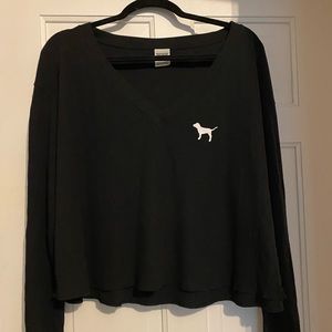 Victoria secret PINK black thermal v-neck. Sz L